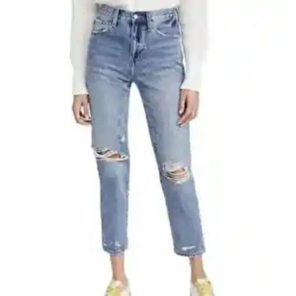 Pistola High Rise  Relaxed‎ Roller Distressed Cropped Denim Jeans Size 25 - Picture 1 of 5